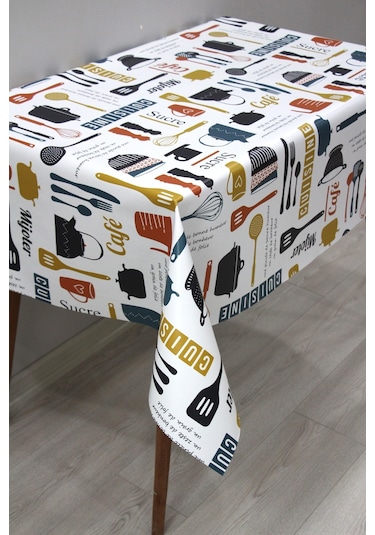 Astarlı Silinebilir Pvc Muşamba Masa Örtüsü 8276-1-beyaz