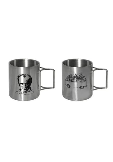 Orcamp Çelik Kupa Bardak Atatürk Silüetli Out-1800 Gri