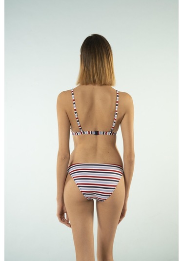 Estiva Bantlı Toparlayıcı Üçgen Bikini Takımı - Çizgili