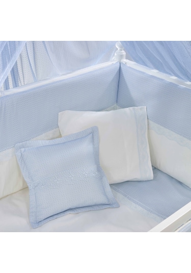 Meltem Kids Mondo İncili Mavi Pamuklu Bebek Uyku Seti 60 x 120 CM Mavi