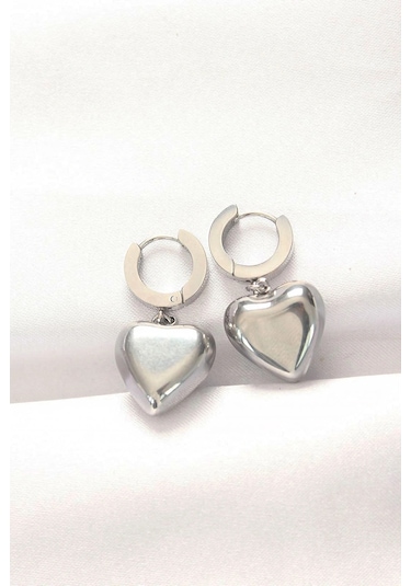 Dodes Dodes 316l Çelik Gümüş Renk Bombeli Kalp Tasarımlı Küpe Tg27bkp8903 Çok Renkli