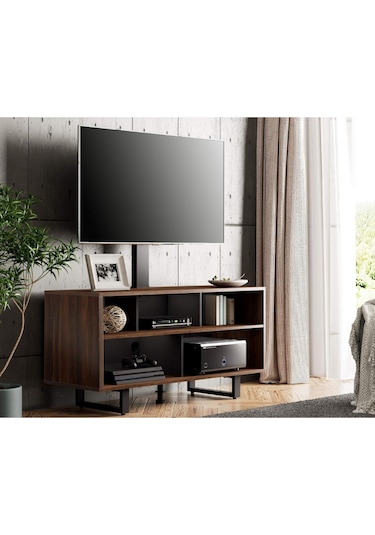 Fitueyes Tv Standı Ve Dolabı, 32-70 Inç Tv, Ayarlanabilir Yükseklik Ve Döndürme Tv Ünitesi Kahverengi