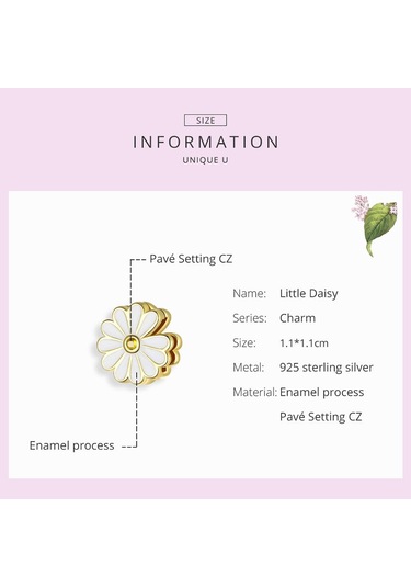 Bamoer Küçük Papatya Kare Delik Boncuk Takı Yapımı İçin Gerçek 925 Ayar Gümüş Göz Kamaştırıcı Kaplama Charm Orijinal Bilezik Bileklik Gümüş