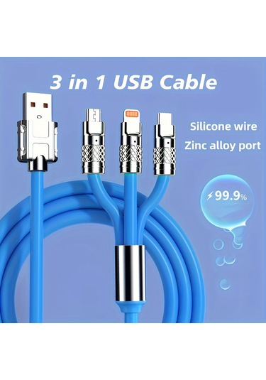 3'ü 1 Arada Renkli 15w Usb Type-c Şarj Kablosu Diğer