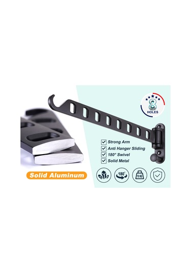 Geeksen Alüminyum Çekilebilir Duvarlı Çamaşır Asıcı 2 Adet - 8 Delikli, Evinizde Alan Tasarrufu Sağlar - Banyo, Balkon, Çamaşır Odası Uygun Siyah