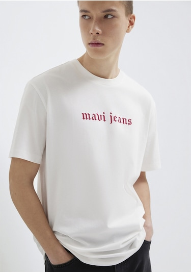 Mavi - Mavi Jeans Baskılı Ekru Tişört 0613201-70057 Ekru
