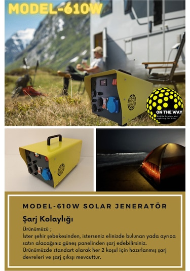 610w Taşınabilir Güç İstasyonu Lifepo4 Bataryalı Solar Jeneratör