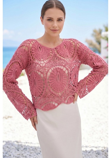 Sayzen Your Shine Dantel Işleme Crop Bluz Sy-shn2610 Gül