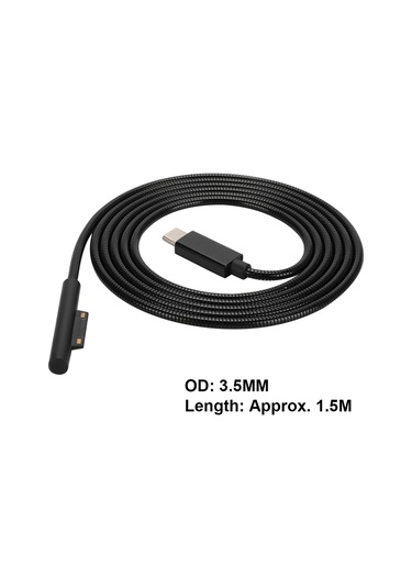 Hombey Surface Pro 3/4/5/6/book/book2/go İçin 15v 3a Pd Şarj Kablosu, 1.5m Uzunluk, Type-c Arayüz, 304 Paslanmaz Çelik, Hızlı Şarj Ve Veri Transferi