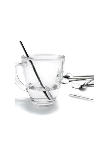 İçme Pipetleri Kaşık Paslanmaz Çelik Yeniden Kullanılabilir Metal Kaşık Pipetler