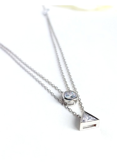 Baget Işıltılı Modern So Tasarım Kadın Gümüş Kolye