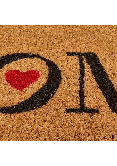 Giz Home Kırmızı Kalp Kapı Önü Paspası - Bej - 35x60 Cm Bej