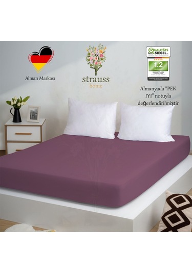 Home Premium Lastikli Çarşaf %100 Pamuk Tek Kişilik / Çift Kişilik Özel Penye Oeko-tex Mürdüm / Eflatun Mürdüm - Eflatun