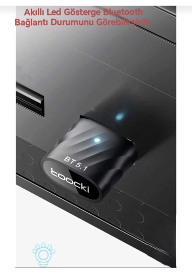 Toocki Bluetooth Adaptör 5.1 Hızlı Usb Bluetooth Adaptör 5.1 Yeni Nesil Bluetooth Adaptör