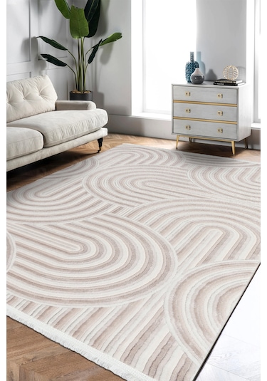 Volora Halı Koleksiyonu Yumuşak Dokulu, Modern İnce Form, Tozumaz Ve Kolay Temizlenebilir Krem - Bej