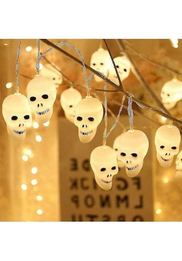 Opulentliving Yaju Sevimli Kafatası Led Işık Dizisi, Cadılar Bayramı Çok Renkli Dekorasyonu 3m Çok Renkli