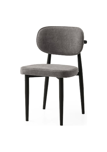 Sst Kumaş Salon Ve Mutfak Sandalyesi Metal Ayaklı 6 Adet Gri-siyah