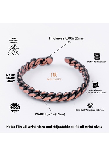 Dmt Copper Home %100 El Yapımı Bakır Bileklik,doğal Antibakteriyel Bakır Bileklik, Sağlık Dostu Şık Tasarım Bakır