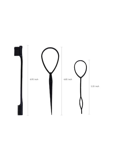 6 Parça Saç Şekillendirici Tarak Seti, Saç Fırçası, Sıçan Kuyruğu Kenar Fırçası, Çift Başlı Tarak, Üçlü Saç Fırçası, Kadınlar Ve Kızlar İçin Saç Çekme İğnesi Siyah