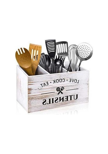Dancemonkey Mutfak Eşyası Düzenleyici Kutusu, Bıçak, Çatal Ve Kaşık Sınıflandırıcı Saklama Sepeti Beyaz Beyaz