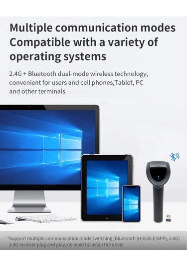 Xiyyadms Bwhs25l 3 Modlu Kablolu+2.4g+bluetooth 1d/2d/qr Barkod Tarayıcı, Hızlı Doğru Tarama, Usb Kablolu, Elden Bağımsız Kullanıma Desteği