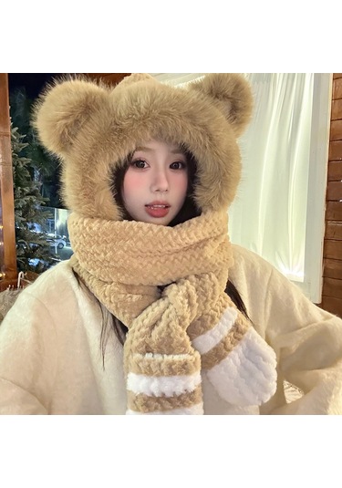 Şık Kışlık Polar Şapka, Kulaklıklı Kalın Ve Sıcak Polar Şapka, Stil 17 Beyaz