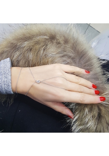 Vaoov 925 Ayar Gümüş Damla Taşlı Şahmeran Bileklik  Gümüş