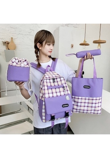 High Quality Shoe Bag Letaotao Ortaokul Öğrencileri Ve Ortaokul Öğrencileri Renk Uyumu 2020 Yeni Büyük Kapasiteli Kadın Okul Çantaları Japonya Ve Güney Kore Dört Parçalı Çok Katmanlı Sırt Çantası Yurt D 8oply1 Koyu Mor