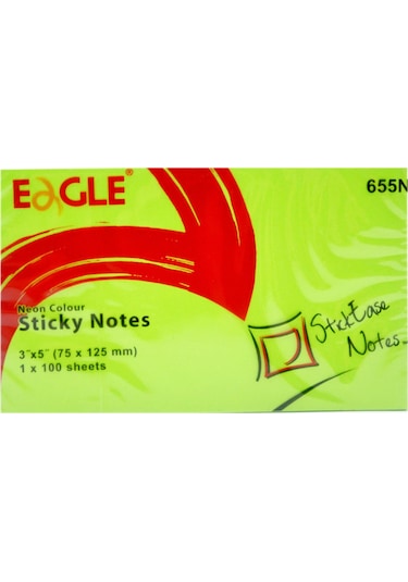 Eagle 75 X 125 MM Neon Yapışkanlı Not Kağıdı 100 Yaprak Yeşil 655N