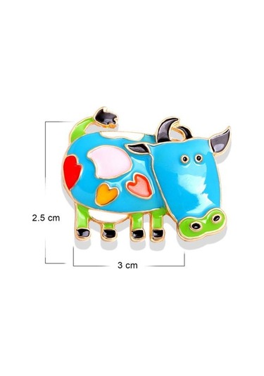 Kahverengi Talos Unisex Güzel Inek Sığır Broş Parti Pin Elbise Dekorasyon Takı Hediye