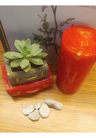 Artepieza Vintage Çift Bavul Saksı- Masaüstü Düzenleyici- Dekoratif Bavul Kalemlik Kırmızı-gri 12 8 1 Adet