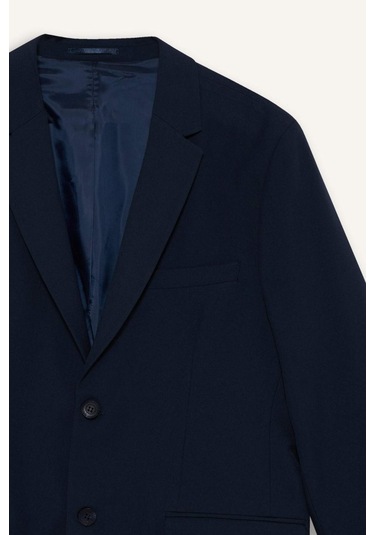 Defacto Slim Fit Dar Kesim Çapraz Dokuma Düğmeli Blazer Ceket F7232AX25AU