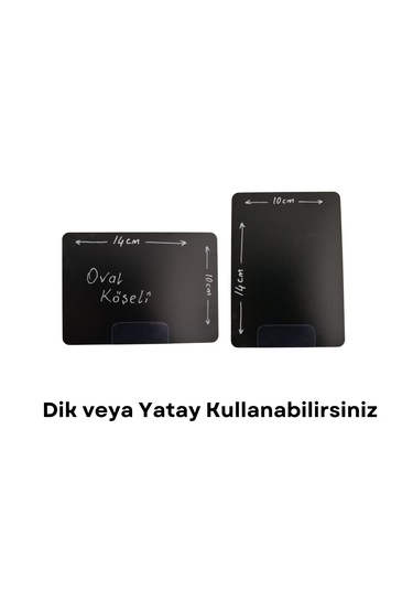 10 Ad Silinebilir Pvc Karatahta Siyah Etiket Stand 14x10 Cm Açılı