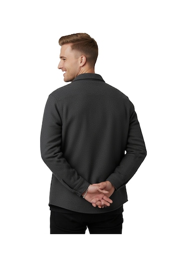 Deepsea Erkek Füme Likralı Rahat Kalıp Cepsiz Kaşe Ceket Çıt Çıtlı, Esnek Şık Model Ceket 0760 Füme