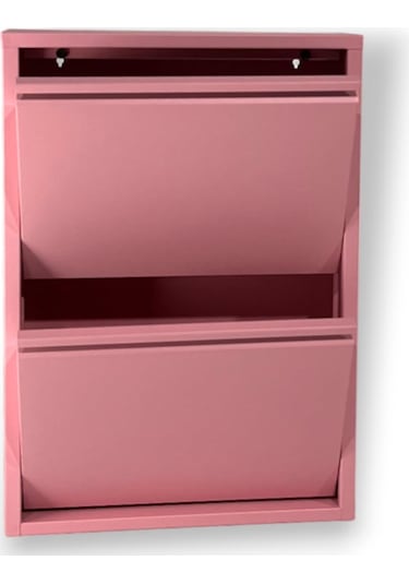 Gowoll 2 Raflı Metal Ayakkabılık Pembe Ayakkabı Rafı Metal Ayakkabı Dolabı