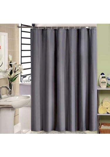 Pazly 1 Adet Su Geçirmez Küf Önleyici Duş Perdesi, Monokrom Polyester Kumaş, Gri Banyo Aksesuarları Gri