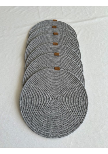 Yuvarlak Amerikan Servis Sofra Altlığı, Masa Dekoru Supla 33x33 6lı Gri