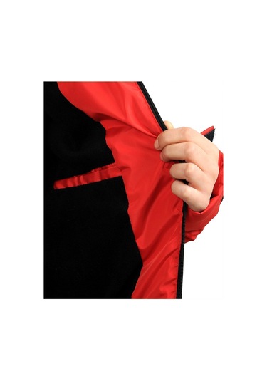 Freemen Kadın Kırmızı Kapüşonlu Polarlı Kürklü Su Geçirmez Rüzgara Dayanıklı Şişme Mont Kırmızı