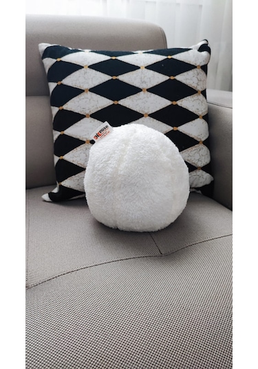 Top Kırlent Yastık 1 Küçük Ekru 25 Cm