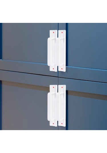 Vkemall Alüminyum Çelik Pencere Dolap Kaydırma Kapı Kolu, Delme Yok Kurulum, Modern Basit Tasarım, Beyaz, 2 Adet Beyaz