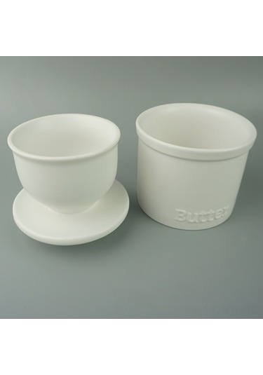 Gajeena Pratik Ve Şık Beyaz Seramik Tereyağı Saklama Kabı Seti - Mutfak İçin Mükemmel Çözüm Beyaz