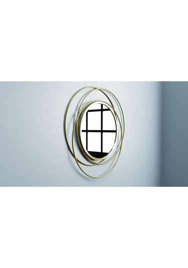 Halkalı Model Metal Dekoratif Duvar Aynası Altın