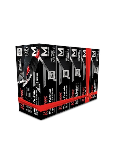 Kafem Prof Dia Ekstra Kalın Siyah Nitril Eldiven Elmas Dokulu M 50 Adet X 5 Paket