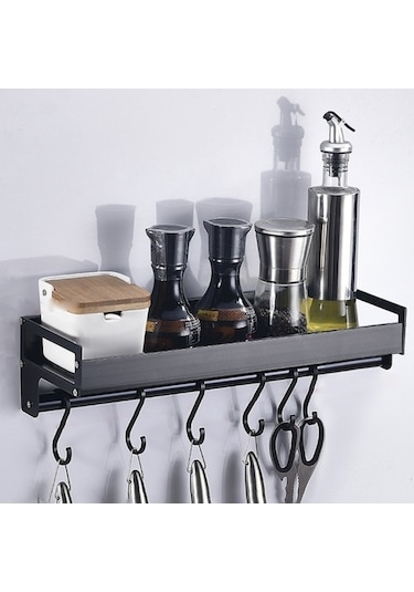 Dancemonkey Mutfak Çok Fonksiyonlu Duvar Asılı Tutucu Depolama Rafı, Küçük Mutfaklara Özel Siyah