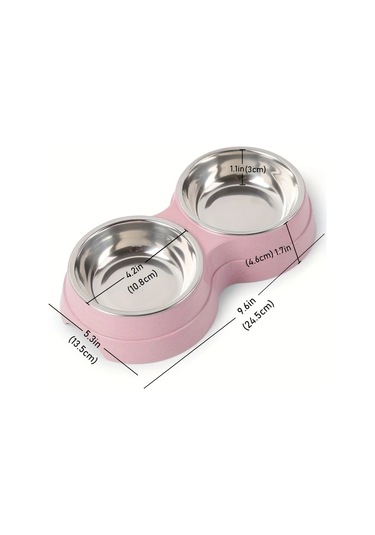 Elmpaly B Paslanmaz Çelik Kedi Köpek Kabı Kaymaz Taban Yemek Su Kabı Kolay Temizlik