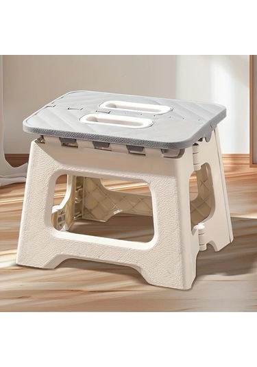 Elmpaly Gri Katlanır Tabure - Taşınabilir, Kaymaz, Sapı Olan Kompakt Step Tabure Gri