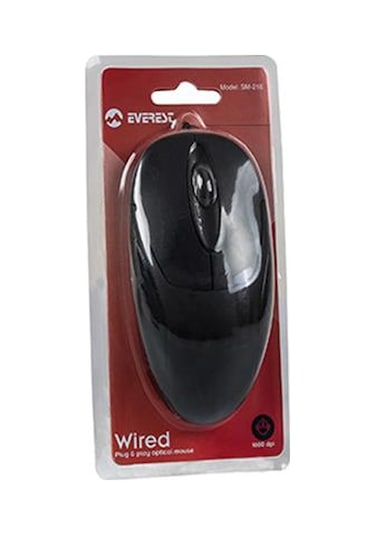 Everest Sm-216 Usb Siyah 1200dpı Optik Kablolu Mouse