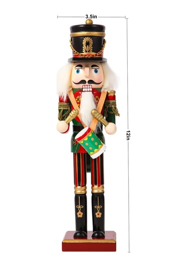 Konesam 30cm Ahşap Savaşçı Figürü, Elle Boyanmış, Açılabilir Ağız, Noel Dekorasyonu, Ev Zırhlama, Hediye Özel Davulcu