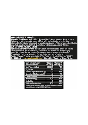 Gündoğdu Liflif Çeçil Peyniri 1 KG