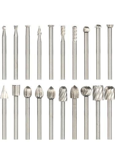 Skycity 20 Adet Hss 3mm Mil Taşlama, Zımparalama, Freze Aleti Seti - Ahşap Ve Plastik İçin Elektrikli Zımpara Aksesuarı